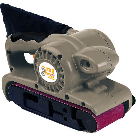 Fartools – Ponceuse à bande 900W – Vitesse d'avance 360 m/min – Largeur bande 76 mm – Ergonomique avec collecteur de poussières