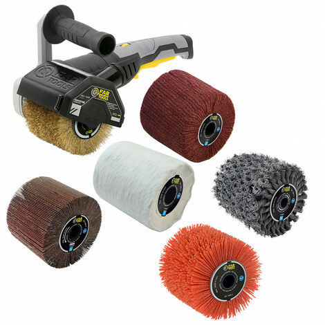 Fartools – Rénovateur 1300W REX 120D – 6 brosses pour bois extérieur – Moteur puissant – Vitesse 900-3200 tr/min – Diamètre abrasif 120mm