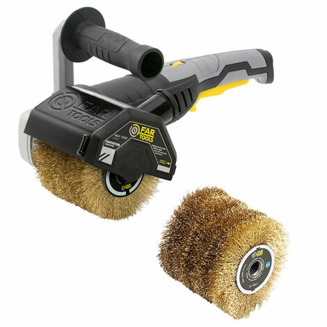 Fartools – Rénovateur extérieur 1300W – 2 brosses laiton Ø120mm – Pour ponçage et nettoyage bois, métal, pierre – Collecteur de poussière intégré - REX 120 D