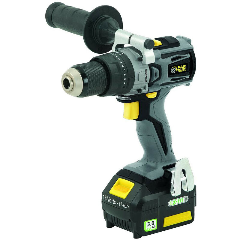 

Fartools - Taladro/atornillador sin escobillas 18 V Li-ion 2x 3,0 Ah par 48 Nm - XFB-IMPACT