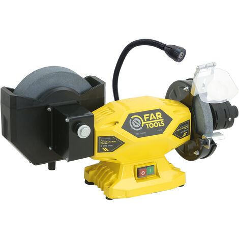 Fartools – Touret à meuler 400W – Meule à eau 140 tr/min – Meule à sec 2950 tr/min – Écran de protection et lampe LED inclus