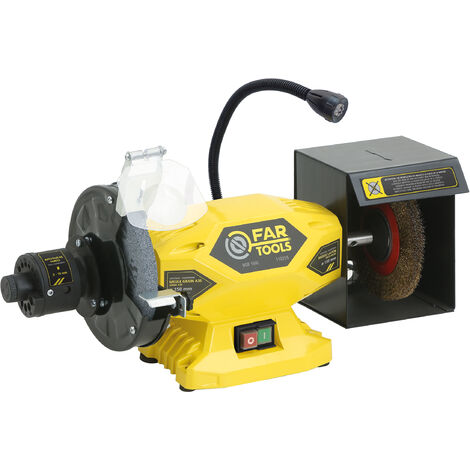 Fartools – Touret à meuler 450 W – Vitesse 2950 tr/min – Diamètre meule 150 mm – Bac de refroidissement pour éviter la surchauffe - BGB 150 B