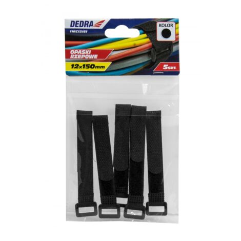 Fasce in velcro 12x150mm, nere, 5 pezzi