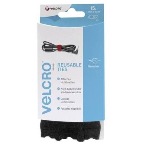 Fasce Velcro ONE-WRAP Nere 12 mm x 20 cm Pacco 15