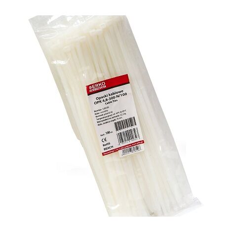 Fascetta di serraggio bianca OPK 300/4,8, confezione da 100 pezzi ERKO