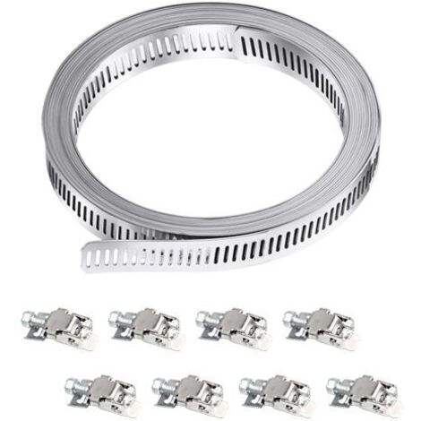 Kit 16 Fascette Stringitubo In Acciaio Inox Regolabili – 6/25/32/44 Mm – Per Piscine, PVC E Idraulica – Giallo E Argento