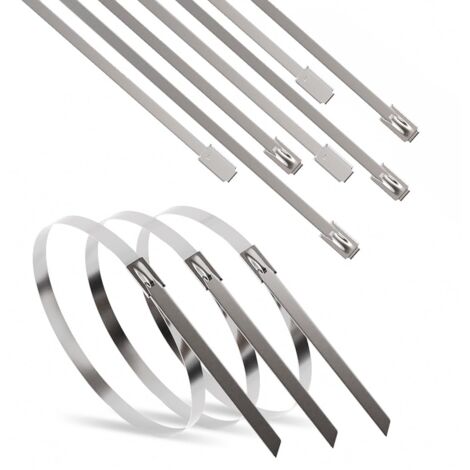 Fascette ERKO in acciaio inox 300 x 4,6 mm 100 pz. Fascette professionali multiuso in acciaio inox, resistenti ai raggi UV, resistenza alla trazione fino a 190 kg.