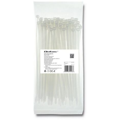 Fascette fermacavi Qoltec 4,8200mm 100 pezzi Nylon66 UV Bianco