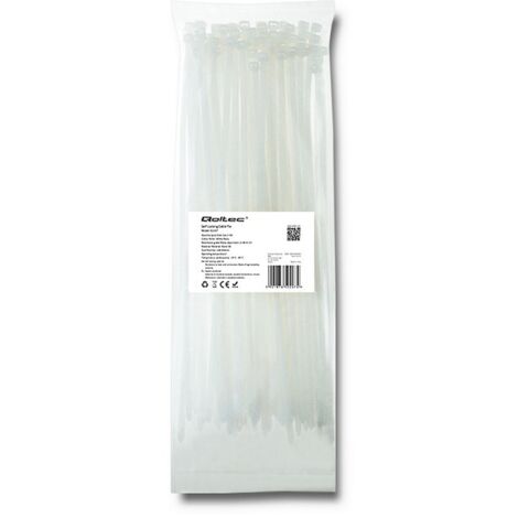 Fascette fermacavi Qoltec  4,8300mm  100 pezzi  Nylon66  UV  Bianco