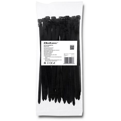 Fascette fermacavi Qoltec 7,2200mm 50 pezzi Nylon66 UV Nero