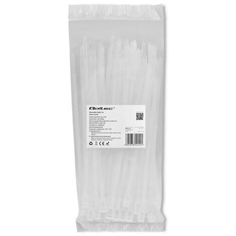 Fascette fermacavi riutilizzabili Qoltec 4,8200 mm Nylon66 UV Bianco