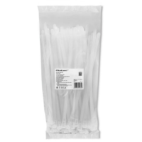 Fascette fermacavi riutilizzabili Qoltec  7,2250 mm  Nylon66 UV  Bianco