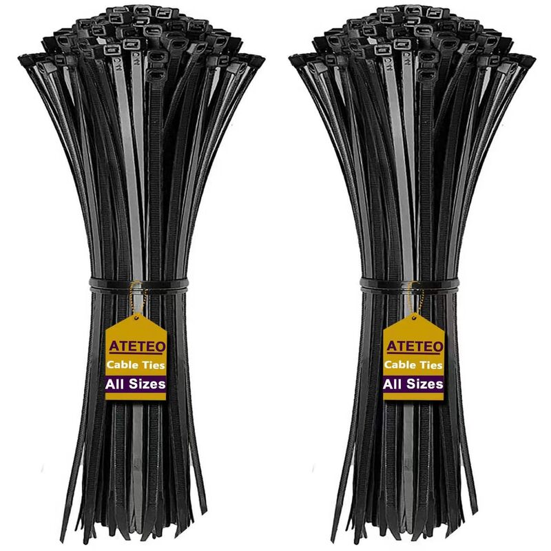 Image of Ateteo - Fascette per cavi con cerniera, confezione da 200 fascette in nylon autobloccanti, 10,2 cm