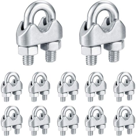 Fascette per cavi M6, fascette per cavi in acciaio inossidabile, clip per bulloni a U per cavi, per il collegamento dello stendibiancheria per visiera - 16 pezzi