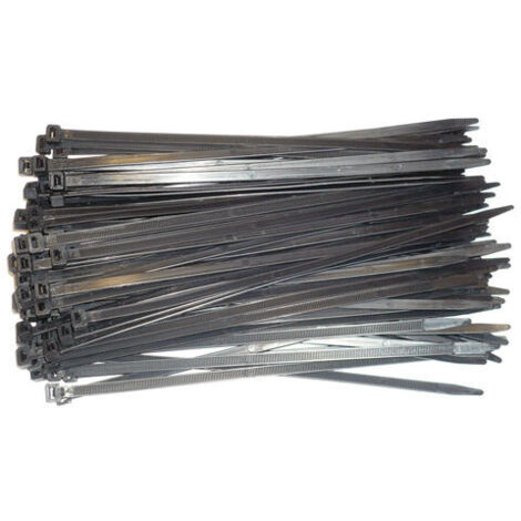 Fascette per cavi Rilsan nere, lunghe 280 mm, larghe 7,6 mm - 100 fascette in plastica