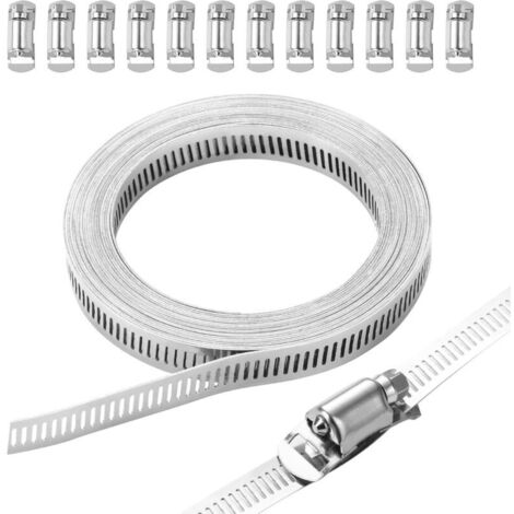 Fascette stringitubo da 5 m, fascette stringitubo in acciaio inossidabile 304, fascette stringitubo regolabili, fascette stringitubo in acciaio inossidabile