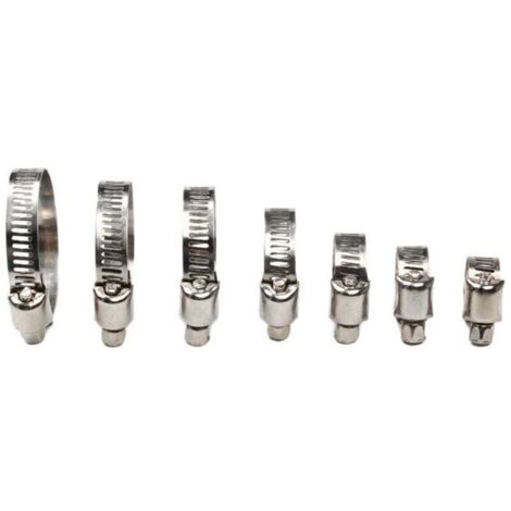 Fascette stringitubo, fascette stringitubo in acciaio inox, 60 pezzi, fascette stringitubo in acciaio inox, 8-38 mm, 7 diverse misure, per piscine, lavatrici, lavastoviglie, tubi dell'acqua domestici