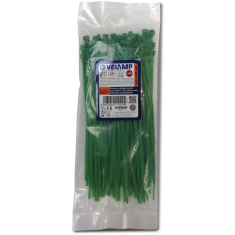 FASCETTE VERDI IN NYLON 4,8X200 - 100PZ VELAMP