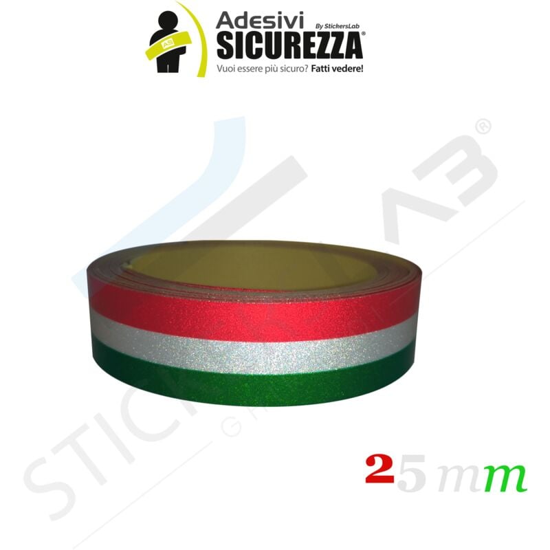 Image of Fascia adesiva rifrangente tricolore Italia 25/50mm Larghezza - 2,5cm (25mm), Lunghezza - 1 metro