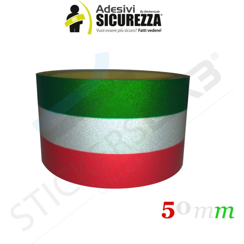 Image of Fascia adesiva rifrangente tricolore Italia 25/50mm Larghezza - 5cm (50mm), Lunghezza - 1 metro