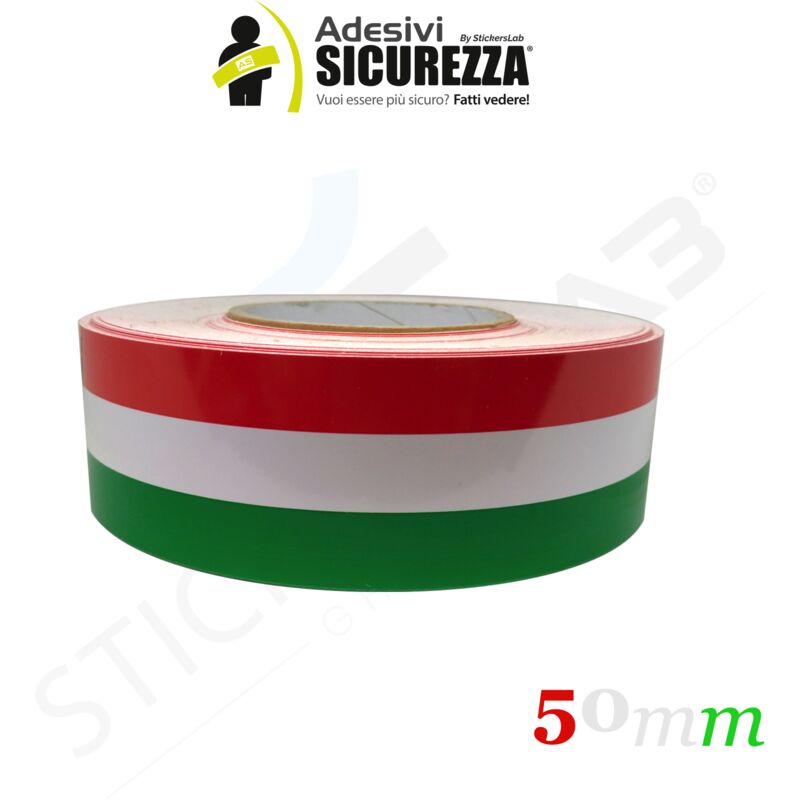 Image of Stickerslab - Fascia adesiva tricolore bandiera Italia in 5 misure a scelta Packaging - 50mm(5cm) x 100cm