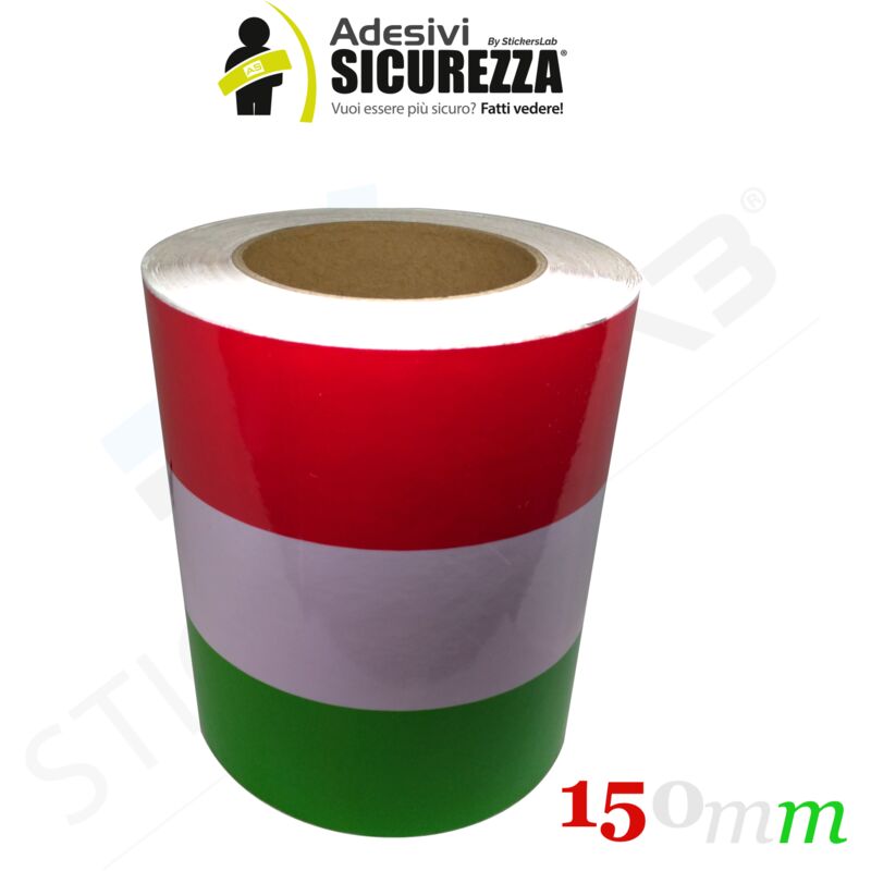 Image of Fascia adesiva tricolore bandiera Italia in 5 misure a scelta Packaging - 150mm(15cm) x 100cm