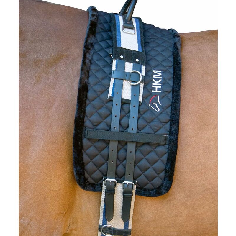 Image of Hkm Sport Equipment - Fascia di rispetto trapuntata con bordo peluche per la prevenzione delle fiaccature modello Gymnastic: 110 x 26 cm, Nero / rosa