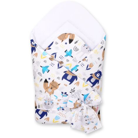 Fascia morbida bifacciale per neonati con lacci - orsacchiotti blu navy