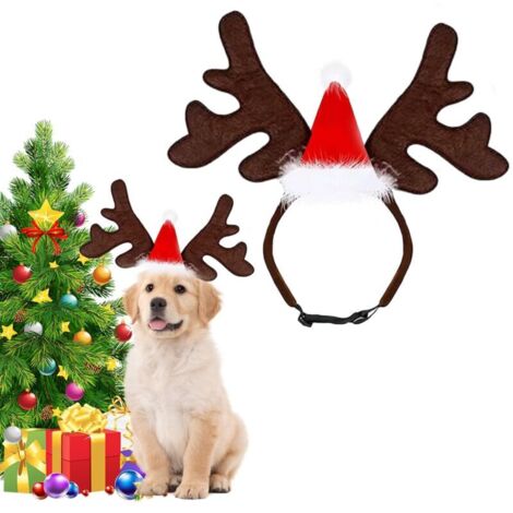 Fascia natalizia per cani e gatti, design a forma di corna di renna, copricapo natalizio per cani, regalo di Natale, abbigliamento per cani e gatti