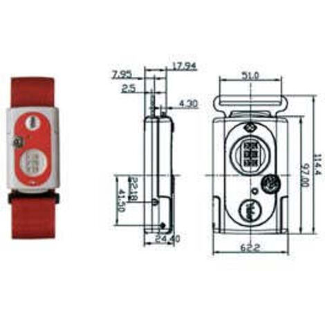 Fascia Per Valige Con Combinazione E Dispositivo "Tsa" Tl1 - mm.62 rosso - fascia mt.2 (YTL1/62/4/1R)