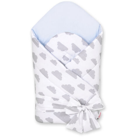 Fascia porta bebè 2 in 1 con laccio, rigida e morbida - nuvole grigio/blu