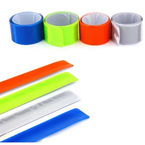 Fascia rifrangente/fluorescente da polso o caviglia a scatto in 4 colori Colore - Bianco