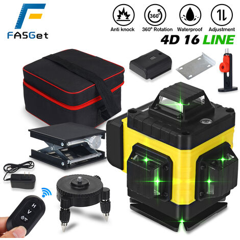 FASGet 360 rotation 16 lignes de niveau laser auto réglable 4D faisceau vert outil de mesure automatique