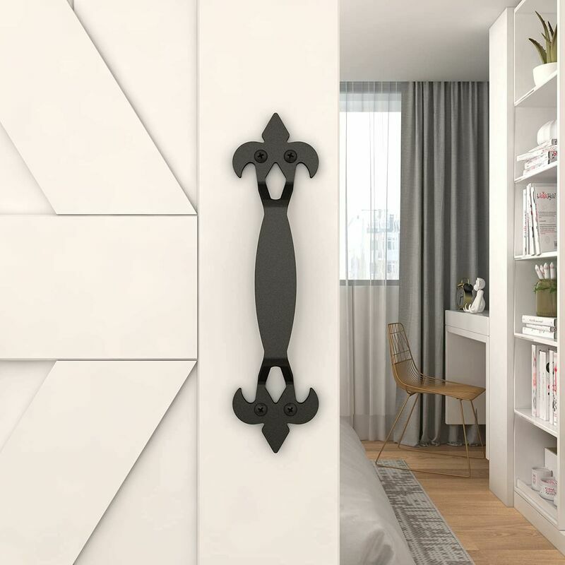 Fashion Sliding Door Handle Set European Style Modern Cabinet Closet Barn Door Pull Hnadle, Black