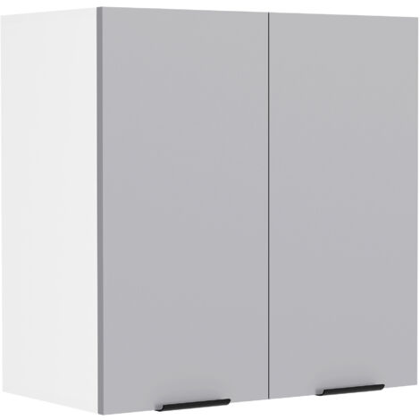 Fasola Küchenoberschrank 60 cm 2 Türen anthrazit grau, weiß.