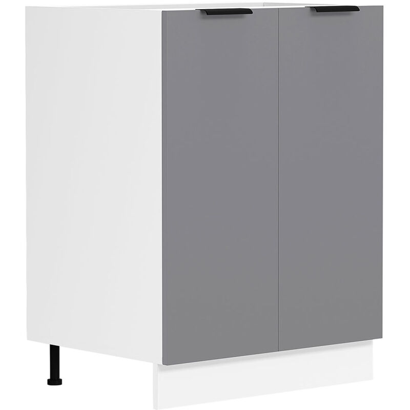 Fasola meuble bas de cuisine 60 cm 2 portes gris anthracite, blanc.