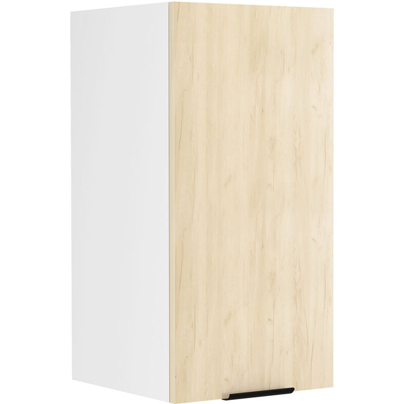 Fasola meuble haut de cuisine 30 cm 1 porte décor chêne, blanc.
