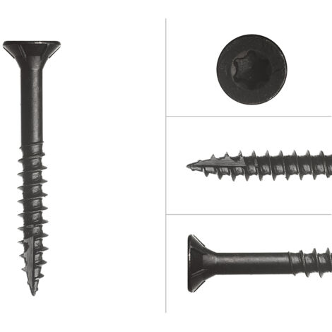 Fassadenschrauben verzinkt Schwarz 6 x 50 mm Torx 25 - 50 Stück