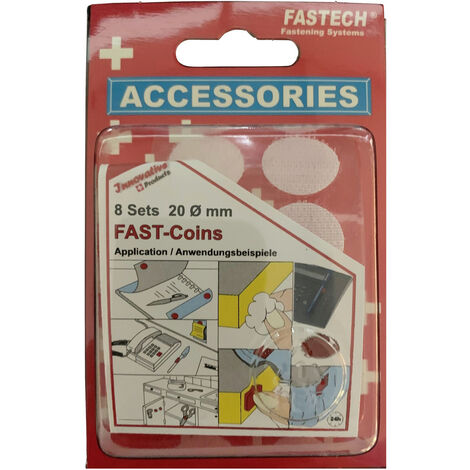 FASTECH® 685-010 Klettpunkte zum Aufkleben Hotmelt Haft- und Flauschteil (Ø) 20 mm Weiß 8 Paar