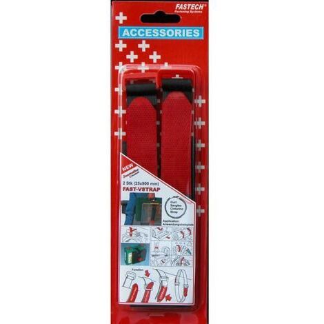 FASTECH® 689-330C Bande auto-agrippante avec boucle partie velours et partie agrippante (L x l) 900 mm x 25 mm noir, rouge 2 pc(s) S26674