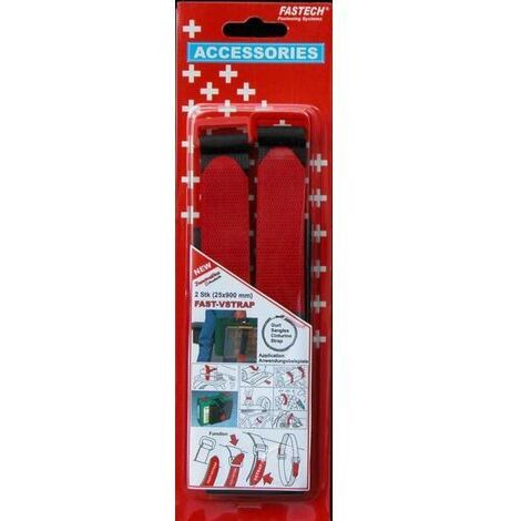 FASTECH® 689-330C  Klettband mit Gurt Haft- und Flauschteil (L x B) 900 mm x 25 mm Schwarz, Rot 2 St