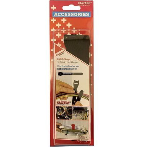 FASTECH® 802-330  Klettkabelbinder zum Bündeln Haft- und Flauschteil (L x B) 200 mm x 13 mm Schwarz