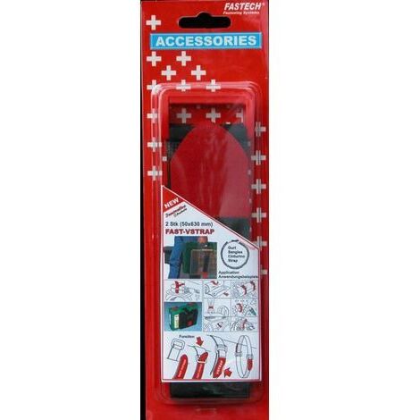 FASTECH® 906-330C  Klettband mit Gurt Haft- und Flauschteil (L x B) 630 mm x 50 mm Schwarz, Rot 2 St