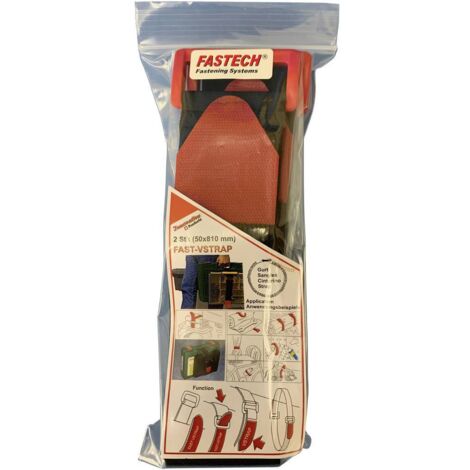 FASTECH® 906-810-Bag Nastro a strappo con fibbia Lato morbido e lato rigido (L x L) 810 mm x 50 mm Nero, Rosso 2 pz.