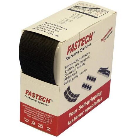 FASTECH® B50-SK-H-999905 Klettband zum Aufkleben Hotmelt Haftteil (L x B) 5 m x 50 mm Schwarz 5 m