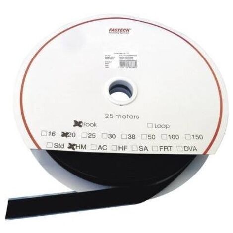 FASTECH® T0202099990325 Nastro a strappo per incollaggio colla a caldo Parte morbida (L x L) 25000 mm x 20 mm Nero 25 m