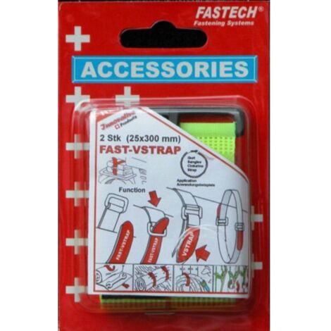 Fastechr Nastro autoadesivo in velcro giallo 300x25 mm set da 2