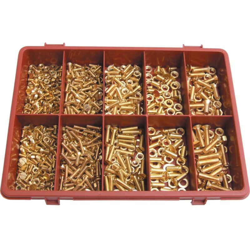 Metric Slotted Countersunk m/c Screw Kit Brass - Qualfast