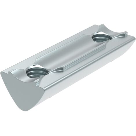 Fath Doppelnutensteine M5 einschwenkbar für Automatikverbinder Nut 6 - Nutenstein mit Führungssteg I 58mm, Stahl verzinkt - 10 Stück