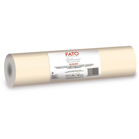 FATO - Runner da Tavola, Effetto Tessuto, Dimensione 0.4x24 m, Pretagliato ogni 1.20 m, Confezione da 20 Runner, Carta a secco, Airliad, Alta Qualità, Colore Ivory